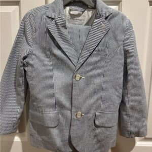 Gymboree Navy and White Seersucker Striped Boys Suit